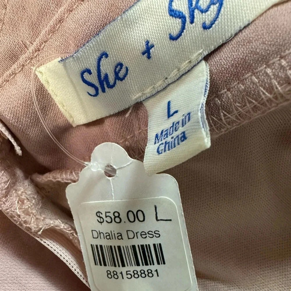 She + Sky Ruffle Mock Wrap Dress Size Large - Picture 5 of 12